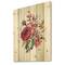 Designart - Vintage Burgundy Rose and Wildflowers - Farmhouse Print on Natural Pine Wood